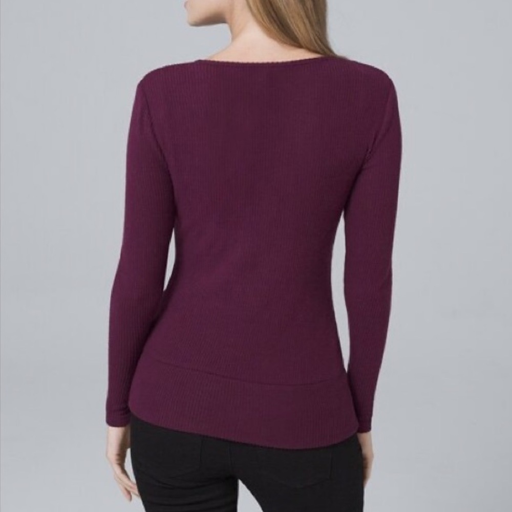NWT White House Black Market PlumTwisted Surplice Knit Top - Picture 3 of 11